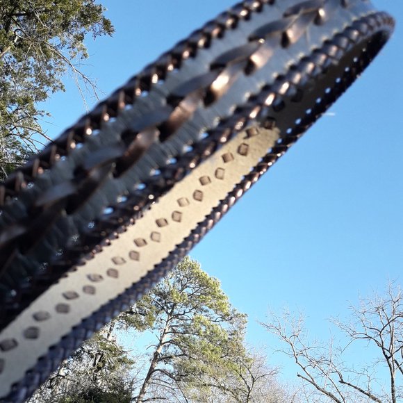 Genuine Leather Vintage Belt Metallic Woven Braid main image 4
